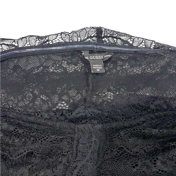 GUESS Zendai Off Shoulder Long Sleeve Lace Black Crop Top Dark Feminine Witchy - Picture 8 of 15